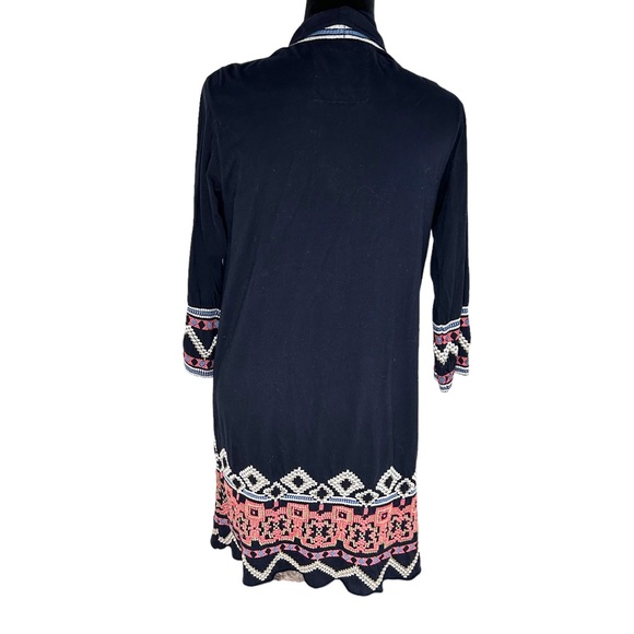 Johnny Was JW Los Angeles Navy Blue Embroidered Wrap Cardigan EUC SZXS - Picture 4 of 6